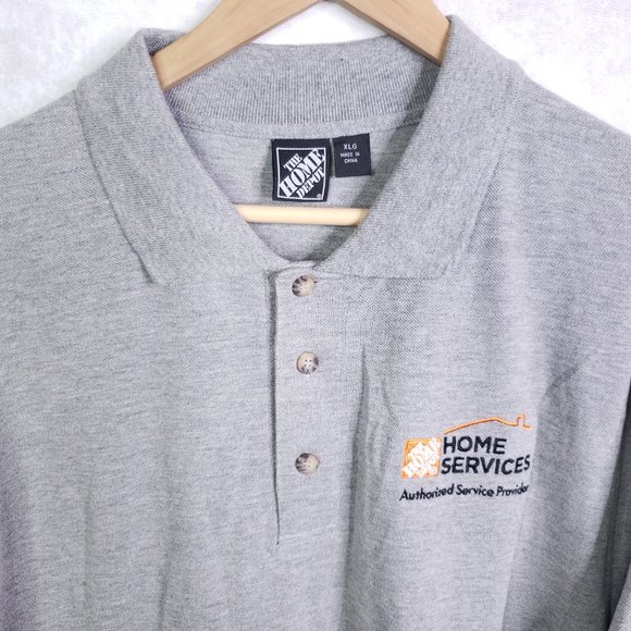 Home Depot Men's XL Gray Knit Employee Polo Shirt, Home Services XLG Cotton - Picture 3 of 6